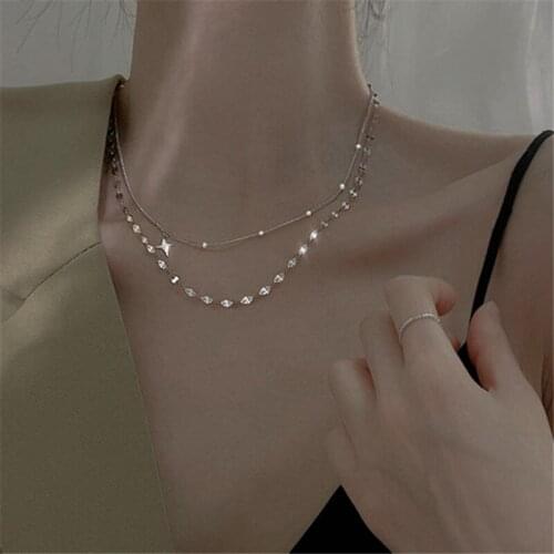 Double Layer Cross Clavicle Chain Pendent Necklace For Women Girls Party Jewelry Choker dz259