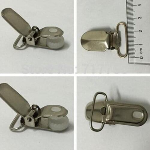 1 inch 25mm silver Metal Suspender Ribbon Clips Holders For Project Craft round plastic insert Garment Accessories 100 pcs/lot