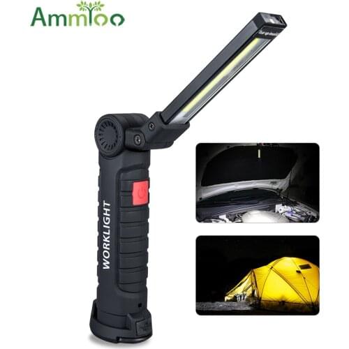 10W 5 Modes LED Flashlight Rechargeable COB Folding Powerful Flashlight Magnetic Base 360°Rotate Handheld Light Lamp Outdoor