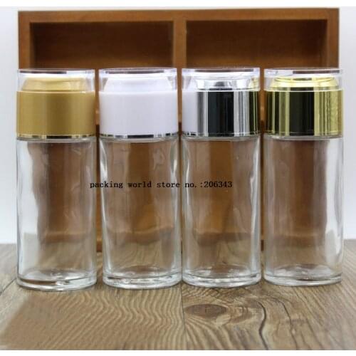 120ml clear glass bottle with white/silver/gold lid for plastic stopper for lotion/emulsion/serum/toner/skin care packing