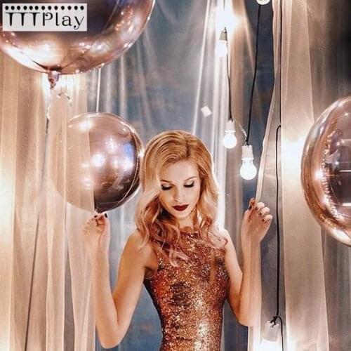 2pcs/lot 22inch Rose Gold 4D Round Shaped Aluminum Foil Balloons Bubble Wedding Decoration Birthday Party Helium Ballon Supplies