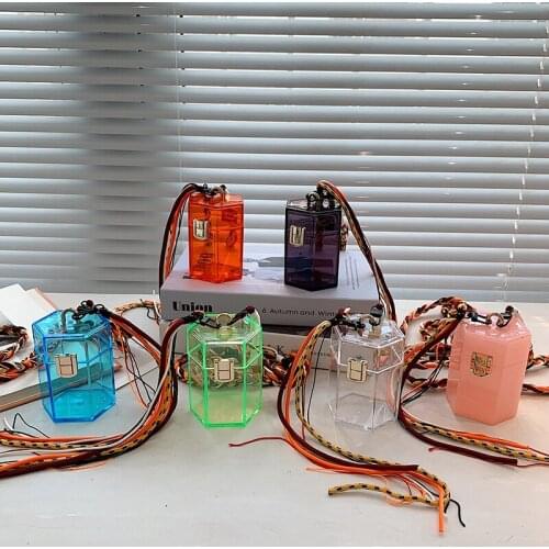 Acrylic Transparent Box Jelly Bag Individual Hexagon Clear PVC Women Handbags Mini Designer Evening Crossbody Tote Bags