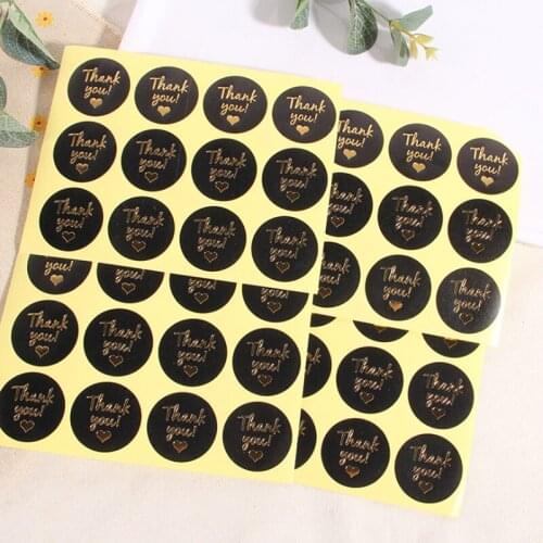 Free Shipping 1200pcs/Lot New Black Kraft Gold Thank You Round Seal Sticker For Gift And DIY Sticker