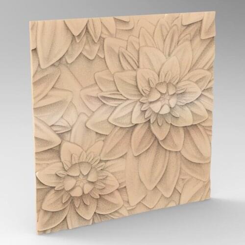 Flower decor panel 3d model relief for cnc carving engraving in STL file format