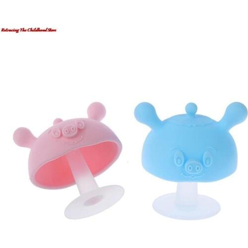 Baby Silicone Teethers Newborn Cartoon Small Mushroom Teething Toy Multifunction Chewable Teethers Infant Nursing Appease Nipple