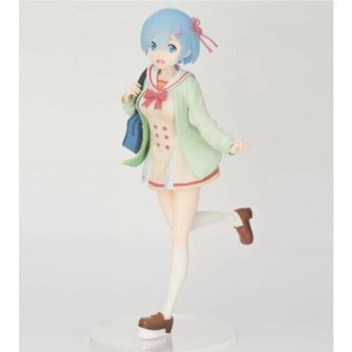 Anime Re : Life in a Different World From Zero Rem Remu School Uniform Action Figure Model Toys
