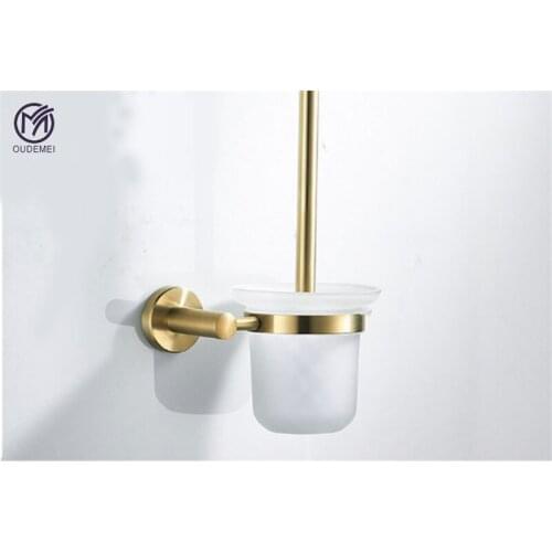 Glod Brushed Nickel SUS 304 Stainless Steel Nail Wall Mounted Bathroom Accessories Toilet Brush Holder