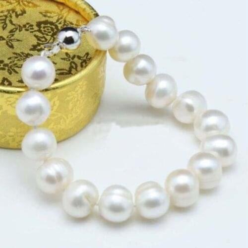 HOT HUGE AAA 11-13MM SOUTH SEA WHITE BAROQUE PEARL BRACELET 7.5-8" round ball CL