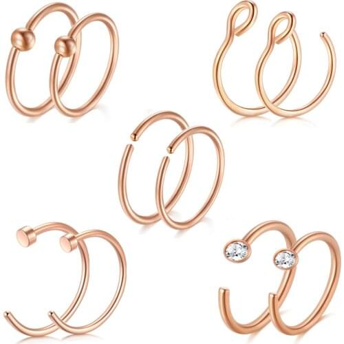 JFORYOU 20G 316L Stainless Steel Nose Rings Hoop Tragus Cartilage Helix Ring Lip Septum Piercing 8-10MM