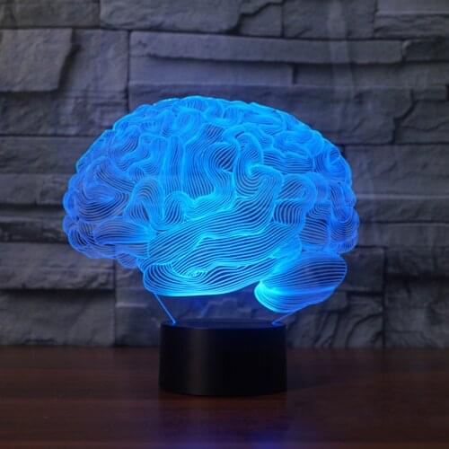 3D Illusion Lamp Brain Shape Color Changing Touch Switch LED Night Light Acrylic Desk Atmosphere Lamp Novelty Lighting