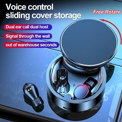 Mini TWS Bluetooth 5.0 Earphones Wireless Sports Earbuds Headphones Noise Cancelling Stereo Headset Alloy Rotatable Charging Box