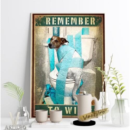 Humor Spoof Toilet Sign Poster Funny Pet Restroom Wall Pictures Dog Lovers Gift Idea Modern Lavatory Home Decor Bathroom Prints