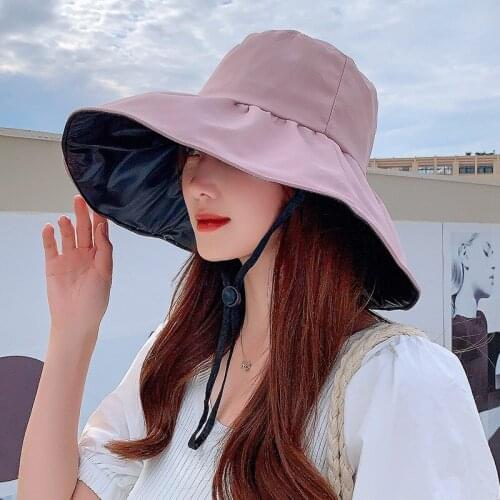 2021 New Womens Sunscreen Hat Korean Tide Shade Beach Fisherman Hat Outdoor UV Protection Vinyl Sun Hat Foldable