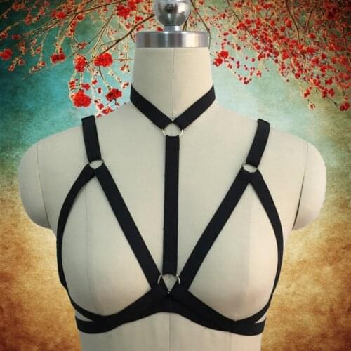 New Harajuku Gothic body harness Combination Adult Pole dance harness cage bra sexy lingerie fetish wear bondage harness