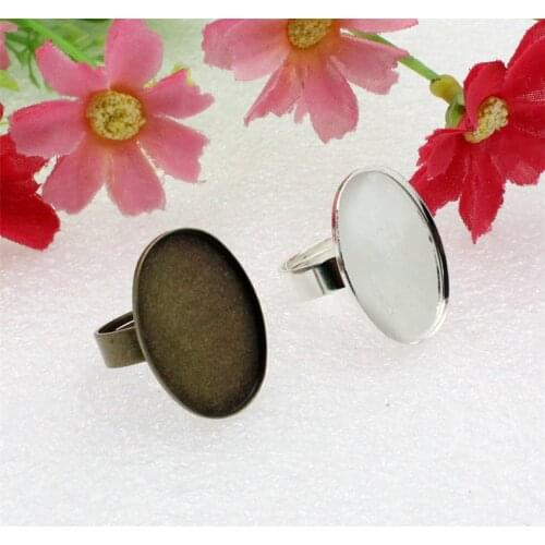 Fit 18x25mm Cabochons Copper Oval Ring Blank Setting Bezel Cabochon Ring Base For DIY Ring Accessories 5pcs/lot K06030