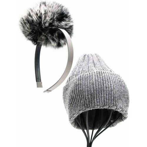 NEW Removable 15cm real fox fur pompom transfer for headband and hats hair accessores and hat children fit for up 2ages