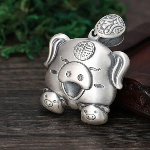 Manufacturers S999 Full Silver Chain Pendant Jewelry Joker Personality Fashion Thai Silver Fu Pig Male And Female Pendant