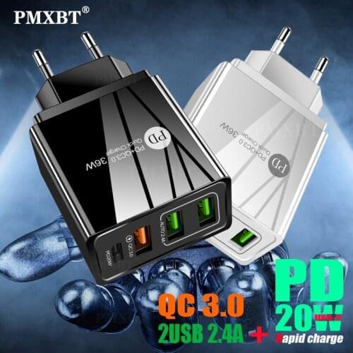 Multi USB Power Adapter QC 3.0 Quick Charge EU UK US Plug Charger For Huawei P40 iPhone Mobile Phone 20W PD USB C Fast Charging