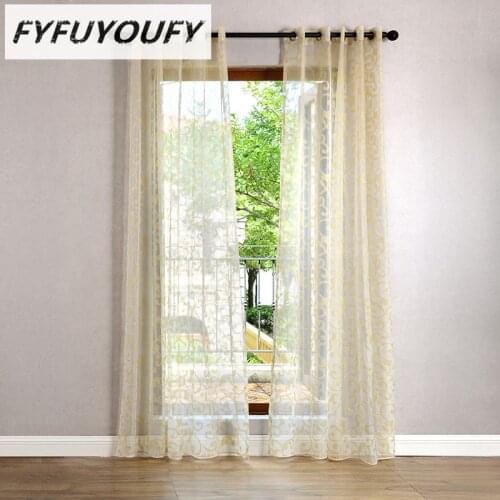 Cotton and linen Striped embroidered voile tulle curtains for living room sheer curtain for bedroom luxury window curtains