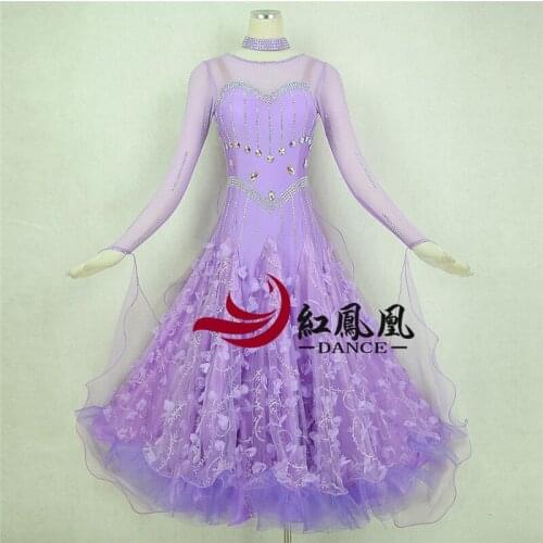 Standard Ballroom Dress Women New Of 2018 Custom Made High-necked Long Sleeved Waltz Ballroom Dance Competition Dresses