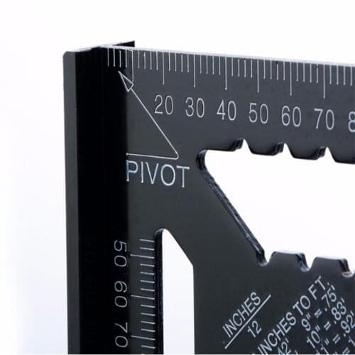 7/12 inch Aluminum Alloy Triangular Measuring Ruler Metric Angle Ruler Woodwork Speed Square Triangle Angle Protractor Trammel