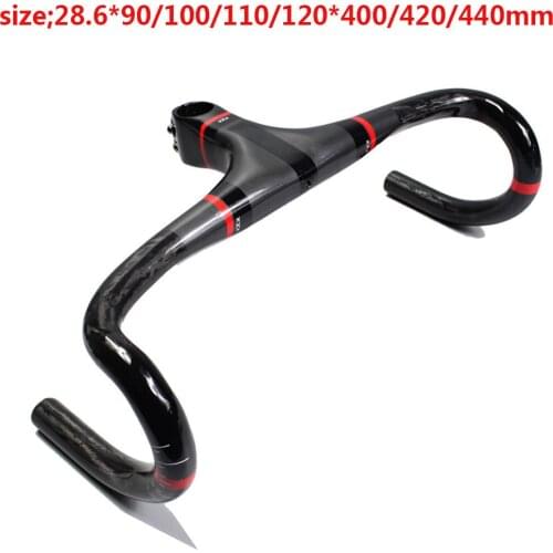 Ultra Light Full Carbon Bicycle Handlebar With Stem Integrated 400mm/420mm/440mm Length For Racing Road Bike