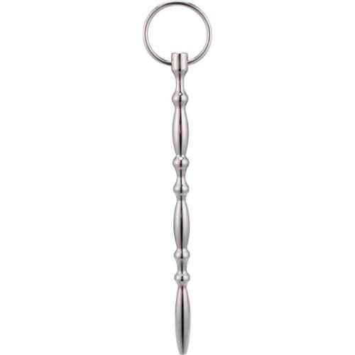 18CM Long Male Stainless Steel Urethral Sounding Stretching Stimulate Bead Dilator Penis Plug With Cock Ring BDSM Sex Toy 629