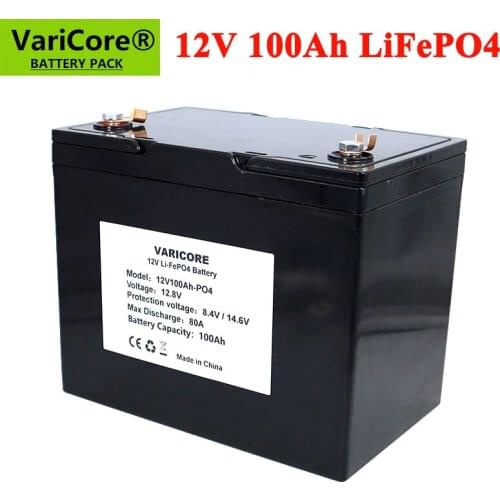 VariCore 12V 100Ah LiFePO4 Battery 12.8V Lithium Power Batteries 4000 Cycles For Campers Golf Cart Off-Road Off-grid Solar Wind