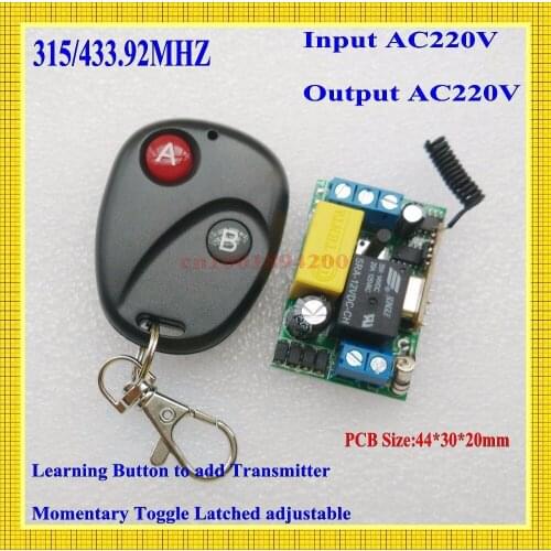 Input AC22V Output AC220V Remote Control Switch 10A Relay High Quality SAFETY CAPACITOR Receiver Transmitter 315/433 Latched