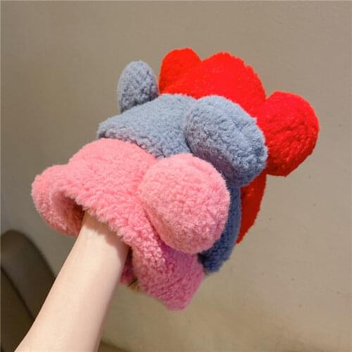 Women Soft Warm Coral Fleece Top Bowknot Headbands for Lady Girls Makeup Wash Face Hairband Turban Elastic Hair Band Accessories