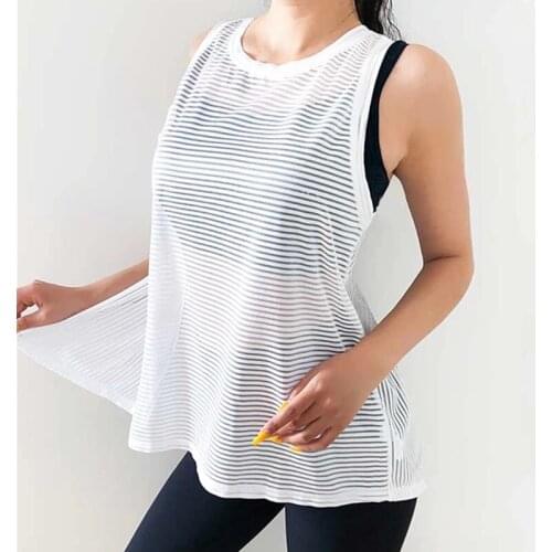 Women Sexy Tank Hallow Out Open Tank Quick Dry Running Vest Loose Tank Top Loose Gym Top