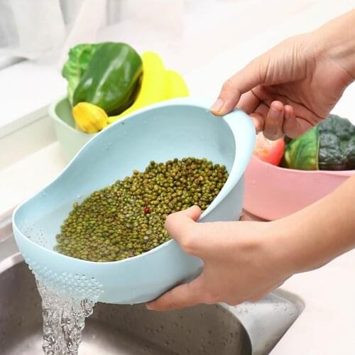 1Pcs Kitchen Rice Washer Machine Rice Washing Sieve Rice Bowl Plastic Drain Wash Vegetable and Fruit Basket Rice Washing Basins
