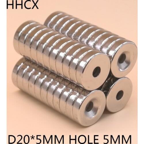 100PCS/LOT Magnet 20*5 Hole 5 N35 Strong D Countersunk NdFeB Magnet 20x5 Permanent Neodymium Magnets 20X5-5