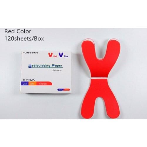 120Sheets/Box 100μm Red Full Denture Mouth Articulating Paper Horse Shoe Clear Soft Accurate Dental