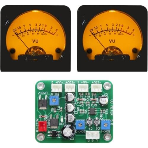 2pcs 45mm VU Meter Stereo Audio Amplifier Board level Indicator Backlight Adjustable With Driver Board