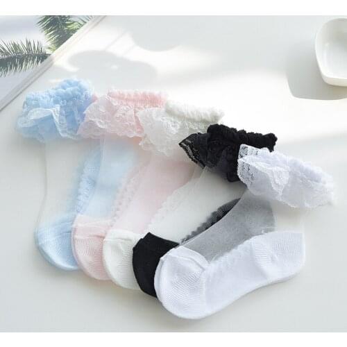 3 Pairs/Lot Summer Children Silk Socks Baby Girls Infant Thin Flower Sock Breathable Solid Mesh Kids Socks For 2-12 Years