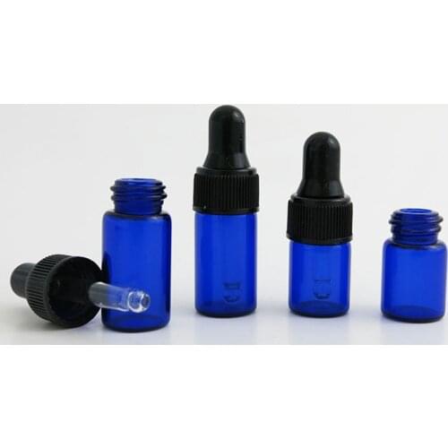 360pcs wholesale 2ml 3ml Small Blue Glass Dropper Bottle e-Liquid Bottle Essential Oil Sample Test Cosmetic Containers Vials