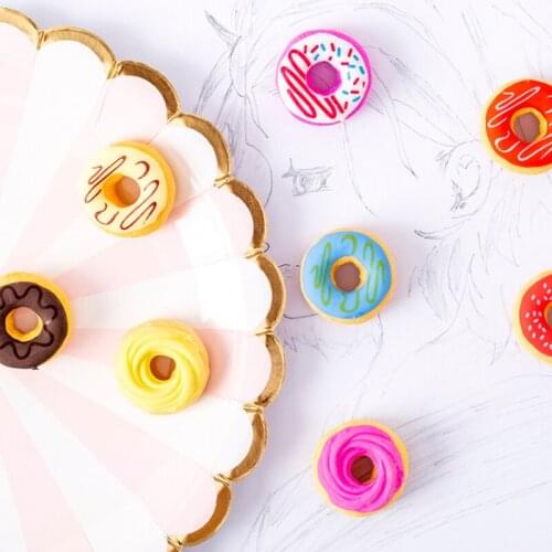 6pcs/pack Creative Candy Color Donut Eraser Set Stationery Utiles Escolares Borracha kawaii Party Favor Gift for kids Supplies