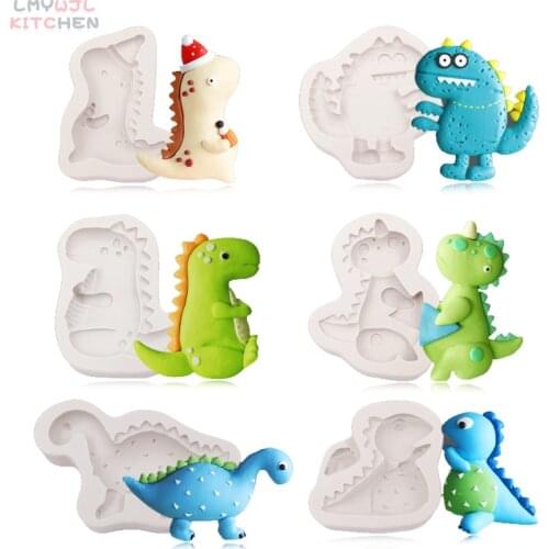 8 Kinds of Cartoon Dinosaur Silicone Molds DIY Baking Cake Decoration Accessories Chocolate Candy Dessert Molds Resin Mold