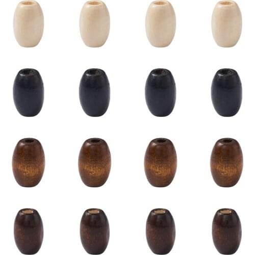 800pcs Oval with Barrel Natural Wood Beads Dyed Wooden Loose Spacer Beads Coffee/Brown/Beige/Black DIY Necklace Bracelet Jewelry
