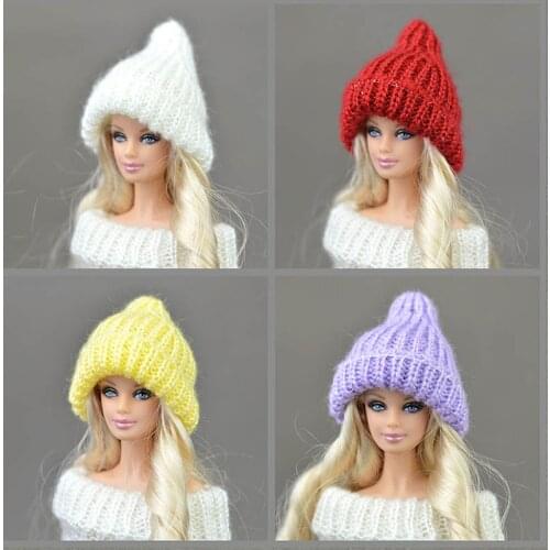 Doll Accessories Warm Winter Headwear Hairwear Woven Knitting Hats For Barbie Doll House Hat For 1/6 BJD Dolls Kids Gift