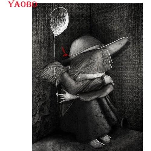 Diy 5d Diamond Painting Lonely children and balloons Cross Stitch Square Round Diamond Embroidery Handwork Rhinestone Art