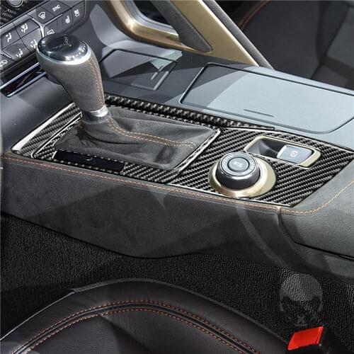 Car Carbon Fiber Gear Shifter Panel Sticker Trim For Corvette C7 2014-2019 15 16 17 18