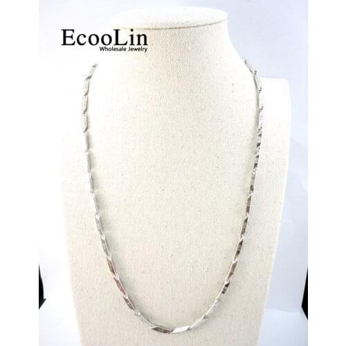 30Pcs Lot EcooLin 22.06 inch Bamboo Stainless Steel Chain 56Cm Never fade Chains Necklaces For Women Men Fashion Jewelry L2403