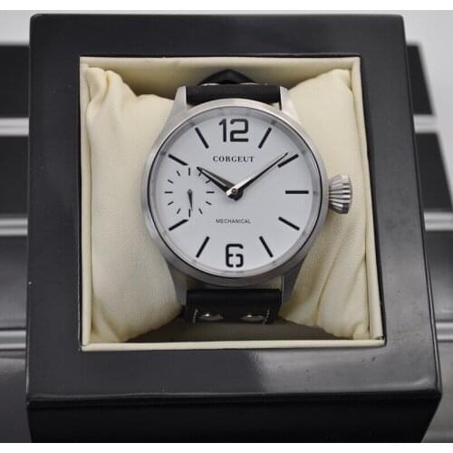 CORGEUT Mens Luxury Brand Watch White Dial Sapphire Luminous Simple Automatic Mechanical Gaviota Movement Mens Watch 2017D