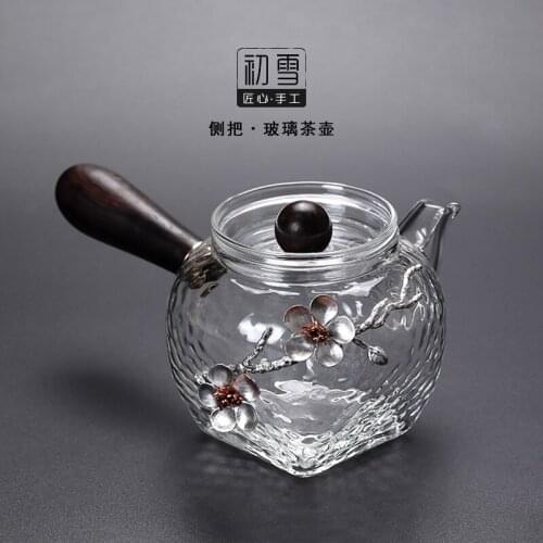 Japanese glass side-handled kettle heat-resistant hammer filter teapot Kungfu ceremony tea pot making black tea set kettle