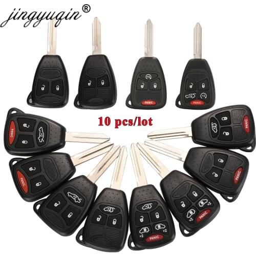 Jingyuqin 10X Car Key Shell Case 2/3/4/5/6 Butto for Chrysler Pacifica Aspen 300 Dodge RAM Caravan Jeep Commander Grand Cherokee
