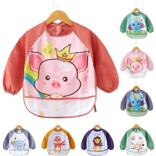 Artoon Baby Bibs Apron Adjustable Feeding Burp Cloths with Long Sleeves Baby Accessories Stuff Cute Animals Bib M0340