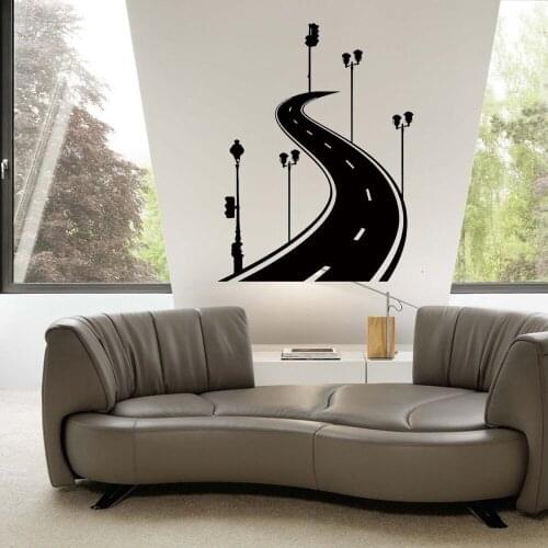 Road Lights Wall Sticker Tire Track Road Sign Decel For Living Room Kids Bedroom Removable Vinyl Art Home Decor Mural ph794