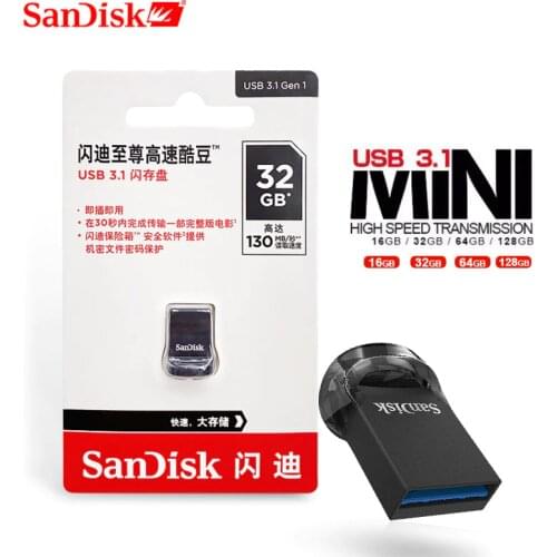 SanDisk USB 3.1 Flash Drive 256GB CZ430 Super Mini Pen Drive 16GB 32GB 64GB 128GB Memory stick Up To 130MB/s High Speed Pendrive